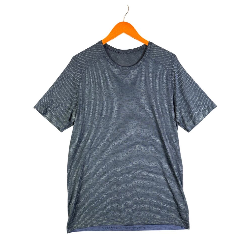 Lululemon‎ Athletica Metal Vent Tech SS Activewear Shirt Blue Green Mens L EUC